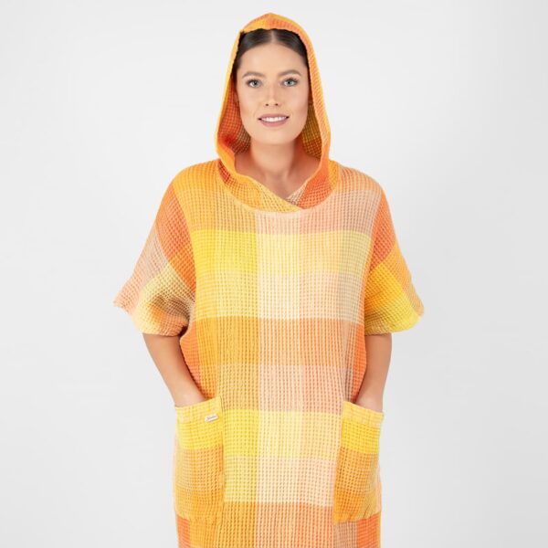 BINGO Poncho oranssi ruudullinen - Image 3