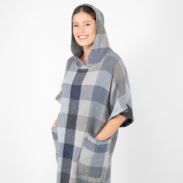 BINGO Poncho harmaansininen ruudullinen - Image 3