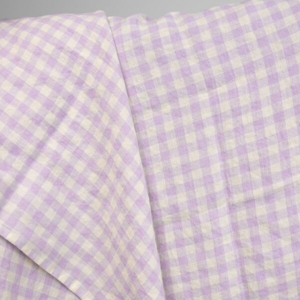 linen lilac washed fabric in checks, washed