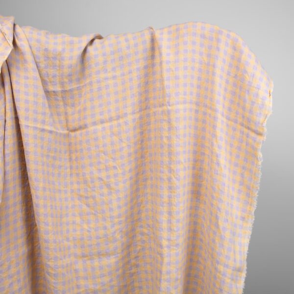linen fabric lilac and yellow checks