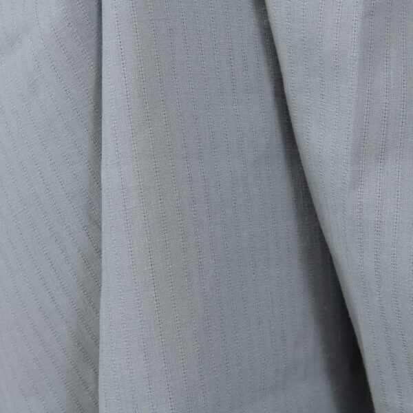 blue grey fabric with open stripes medium weight.