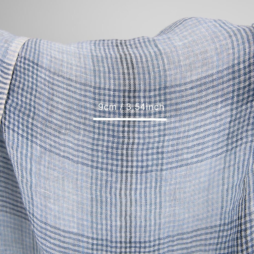 Pellavaharso pesty kangas siniruudullinen 4 linen gauze blue checks fabric, 145cm. width