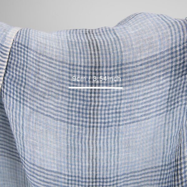linen gauze blue checks fabric, 145cm. width