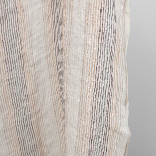 linen gauze fabric in brown stripes, washed