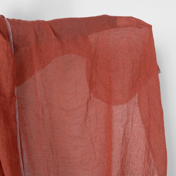 Washed linen fabric brown-red transparent