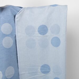 Linen cotton jacquard blue fabric, both sides.