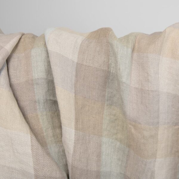 linen washed checks beige sand, brown, grey