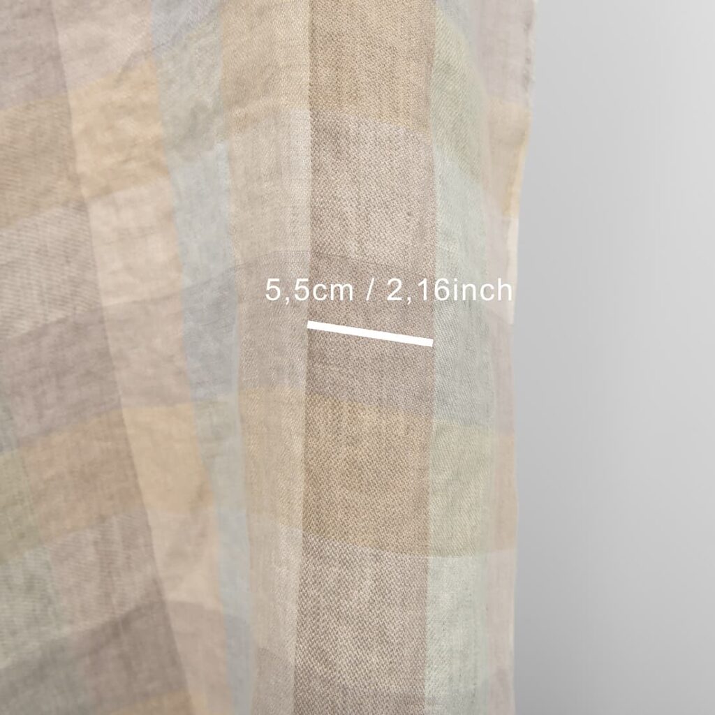 Pesty pellavakangas ruudullinen beigenruskea 3 linen washed checks beige, 5.5cm.