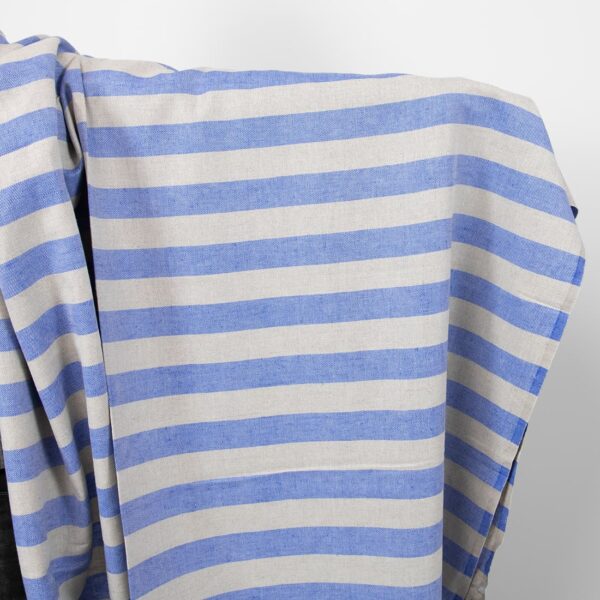 linen cotton blue beige stripes
