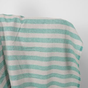 Pellavapuuvillakangas beige-vihreillä raidoilla 9 linen cotton beige green stripes
