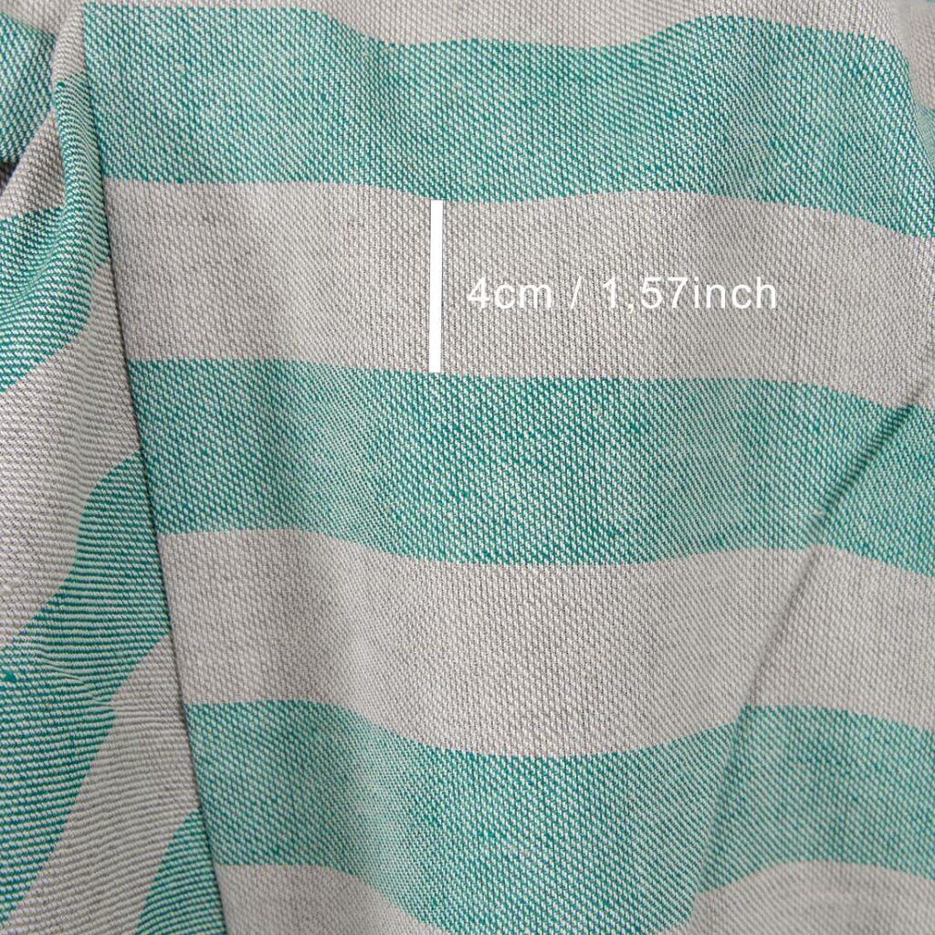 Pellavapuuvillakangas beige-vihreillä raidoilla 2 linen cotton beige green stripes, 4cm.