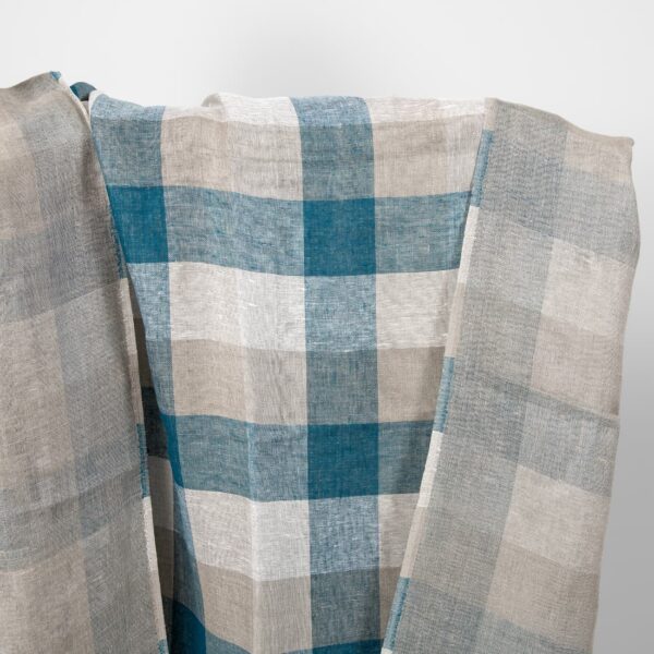 linen checks turquoise