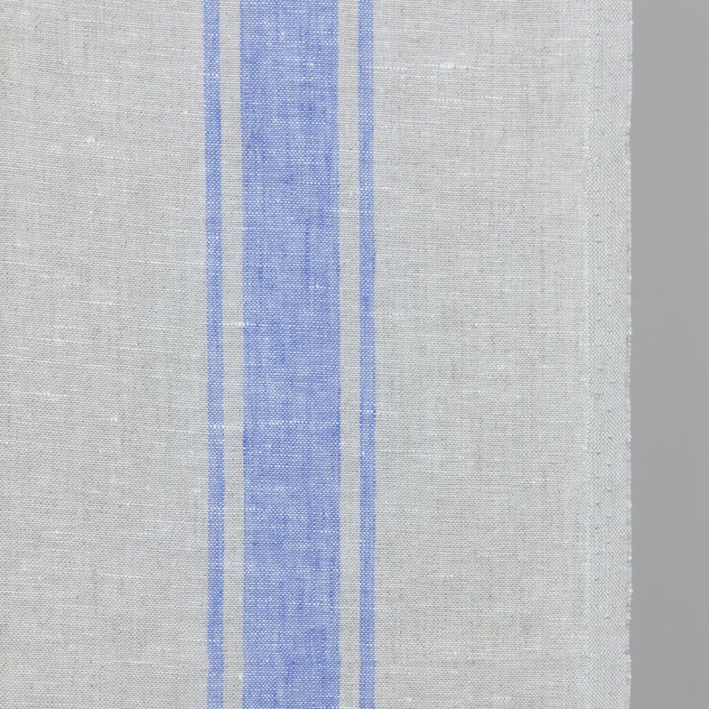 Kapea beige kangas sinisillä raidoilla 3 linen towel fabric blue stripes other border
