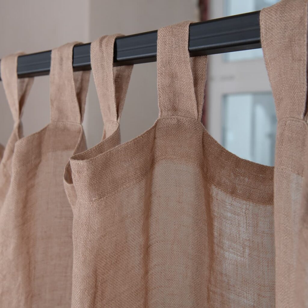 BOHEMIA Verho maitokahvi 3 white coffee linen curtains, with loops
