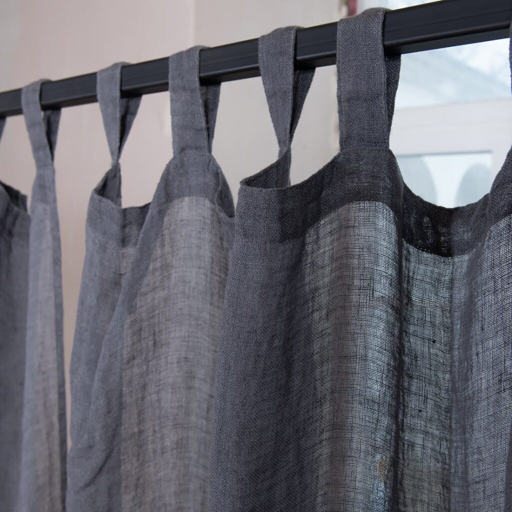 BOHEMIA Verho tummanharmaa 4 linen dark grey curtains, with loops
