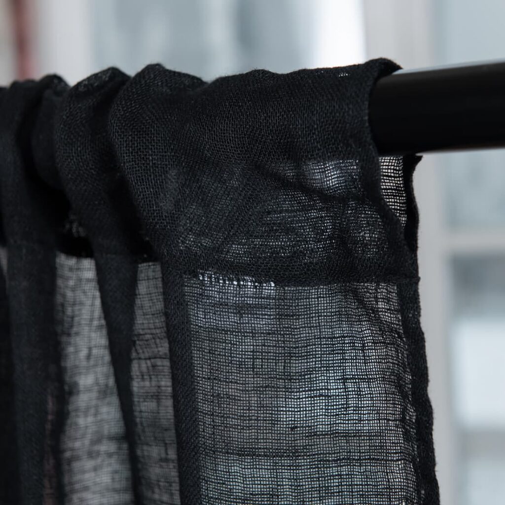 BOHEMIA Verho musta 5 linen black curtains, with channel, washed