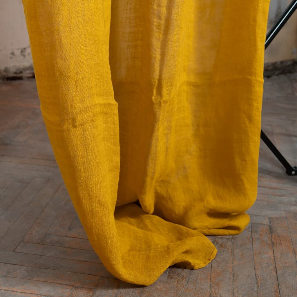 BOHEMIA Verho sinapinkeltainen 3 mustard yellow linen curtains, transparent