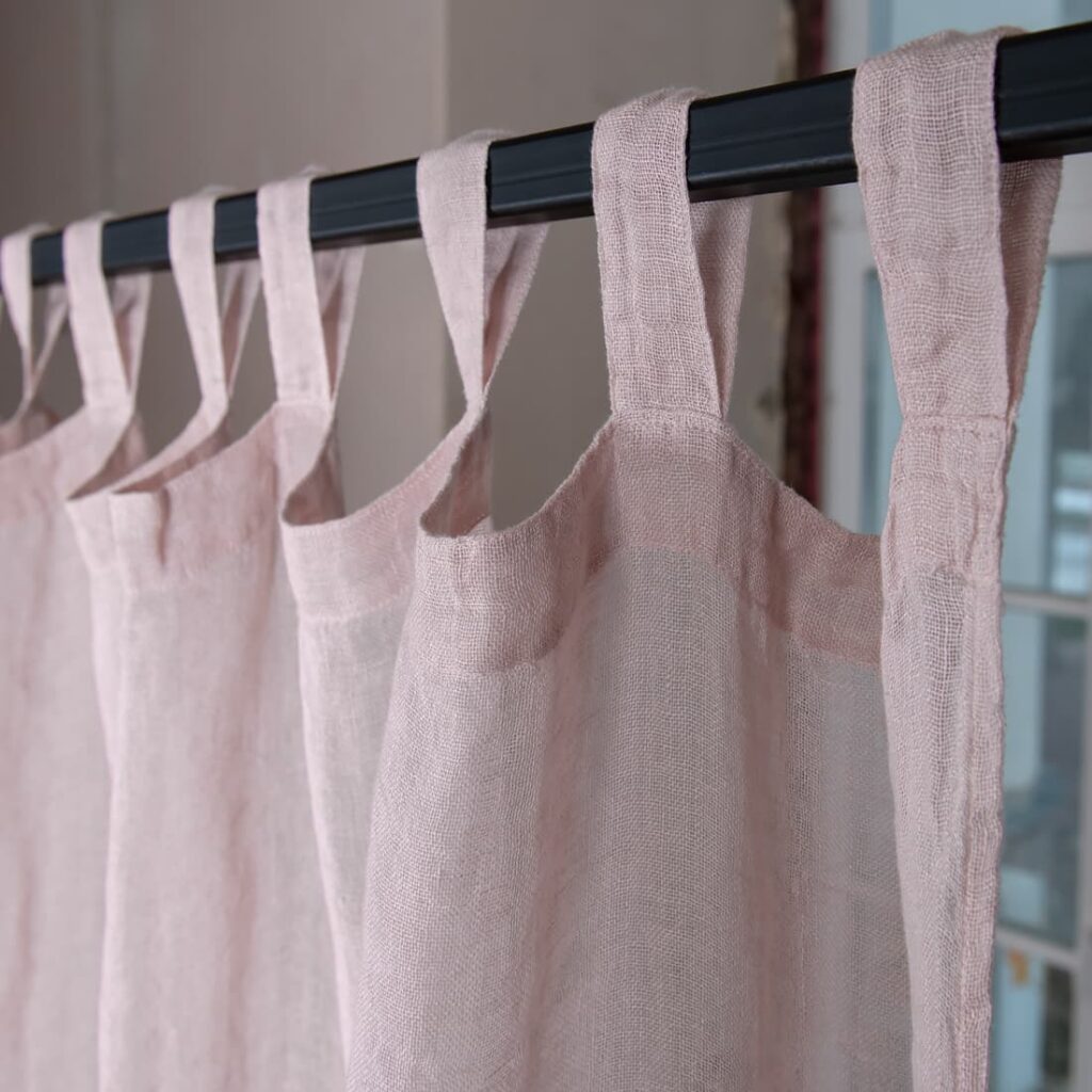 BOHEMIA Verho vaaleanpunainen 5 pink linen curtains, with loops