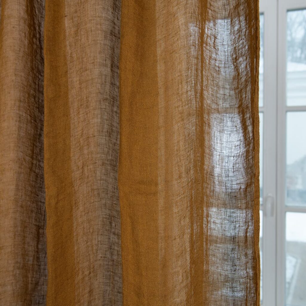 BOHEMIA Verho kullanruskea 2 golden brown linen curtain, gauze