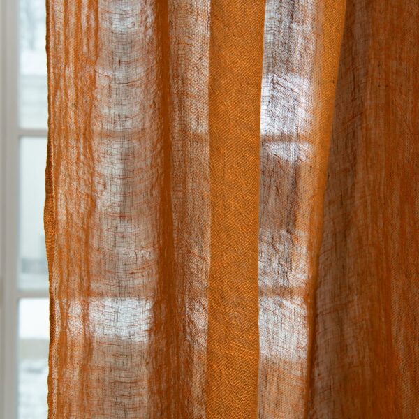 brown orange linen curtains, transparent