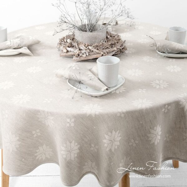 MYSTI Pöytäliina pyöreä/ovaali beige - Image 2