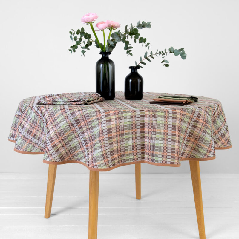 VIOLA Pöytäliina pyöreä/ovaali ruskea vihreä