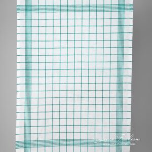 White fabric with green checks narrow width