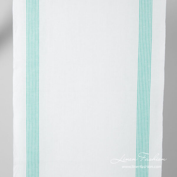 Linen cotton fabric with green stripes