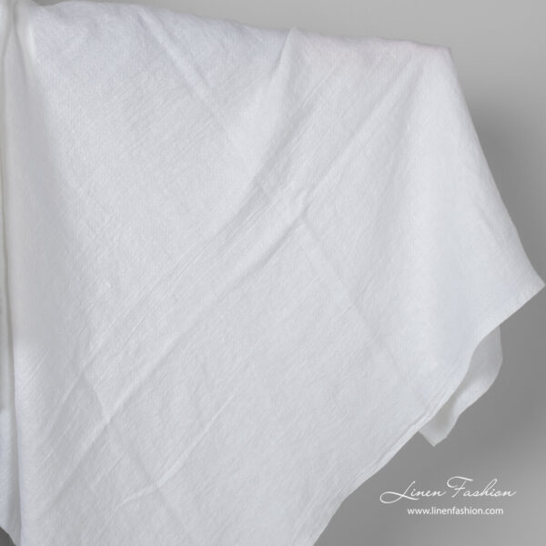 Bright white linen small square fabric, washed