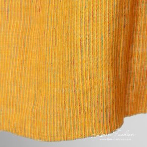 Pesty keltainen monivärinen raidallinen pellavakangas