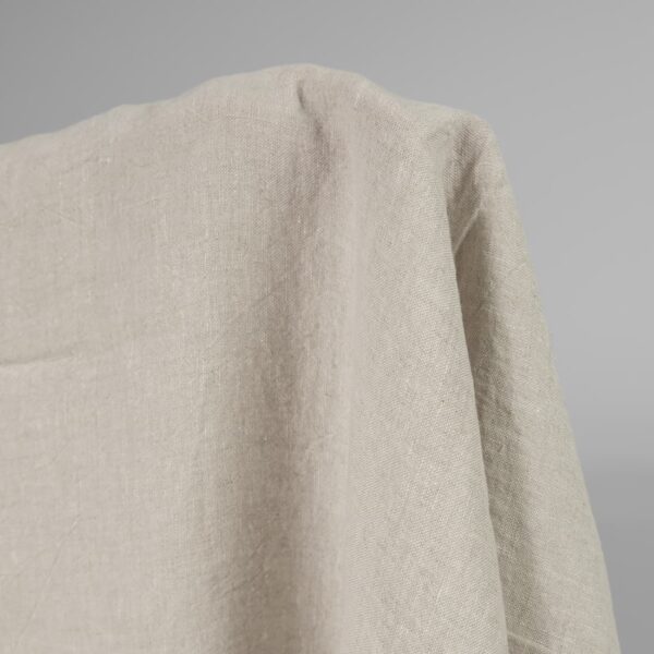 wide linen washed beige fabric, 285cm.