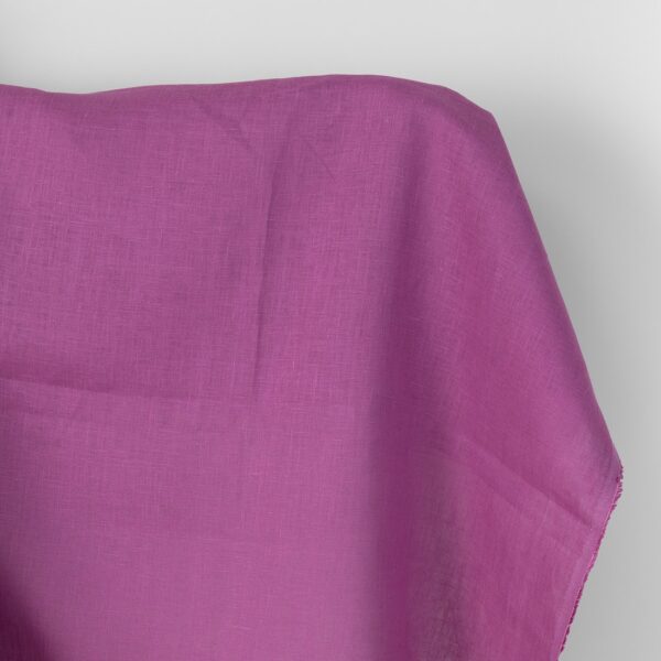 Linen fabric plain deep cyclamen pink
