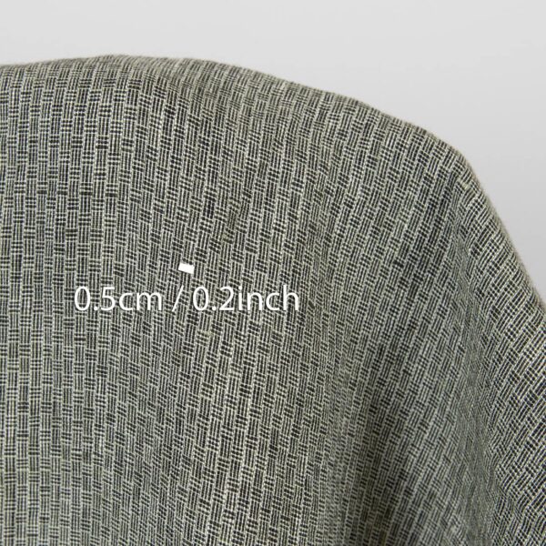 Washed linen fabric green-black small pattern, with measurements
