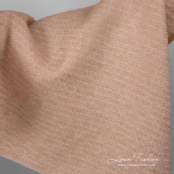 Light brown linen fabric with flowers
