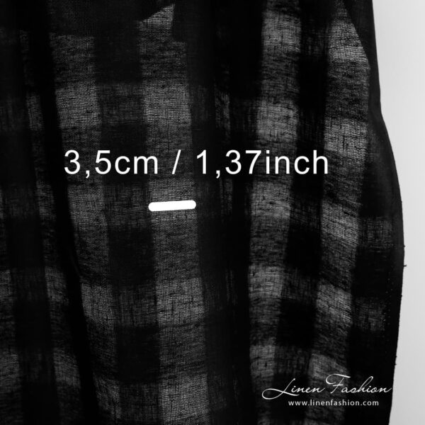 Checked linen fabric in black.
