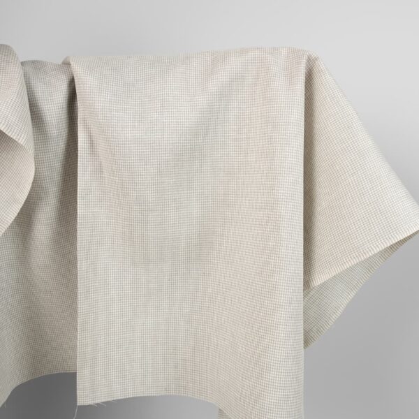 Linen fabric in natural and white colour checks