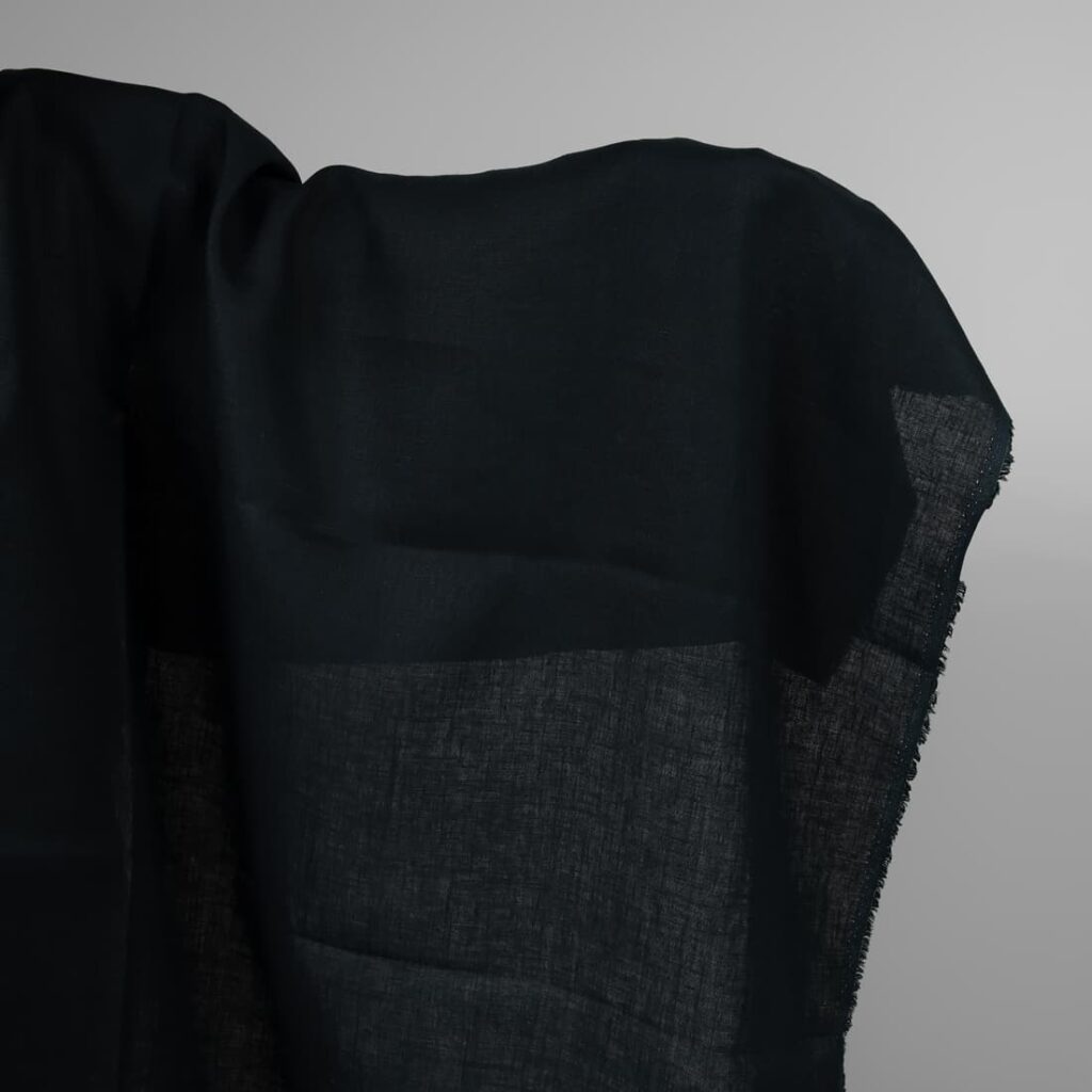 Black navy blue linen fabric