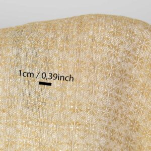 Pellavakangas valkoinen ja inkivääri pieni kukkakuvio