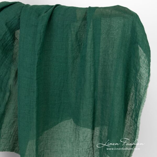 Transparent green linen fabric