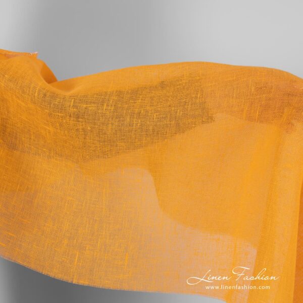 Transparent linen fabric in apricot yellow