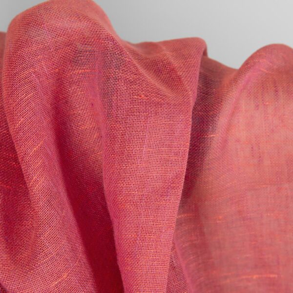 Transparent linen fabric in red texture
