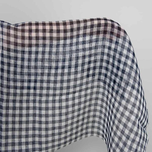 Linen fabric in dark blue and white checks