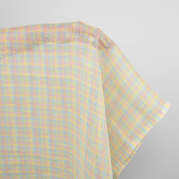 Pastel checked linen fabric, multicolour