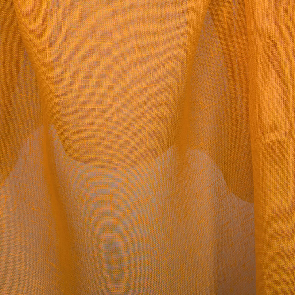 Transparent orange linen fabric
