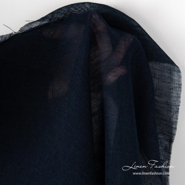 Pure linen navy gauze fabric