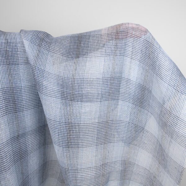 linen blue checks fabric gauze