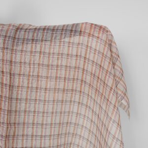 Pellavakangas beige oranssi vaaleanpunainen ruudullinen monivärinen harso 9 Pellavakangas beige oranssi vaaleanpunainen ruudullinen monivärinen harso