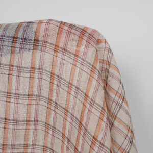 Pellavakangas beige oranssi vaaleanpunainen ruudullinen monivärinen harso 10 Pellavakangas beige oranssi vaaleanpunainen ruudullinen monivärinen harso
