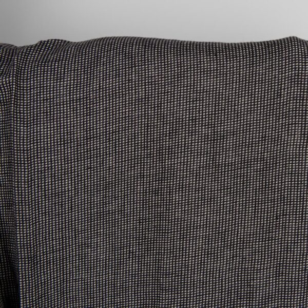 Linen black checked double sided fabric washed darker side
