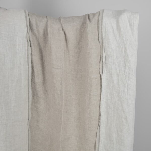 Washed linen fabric natural-white double-sided